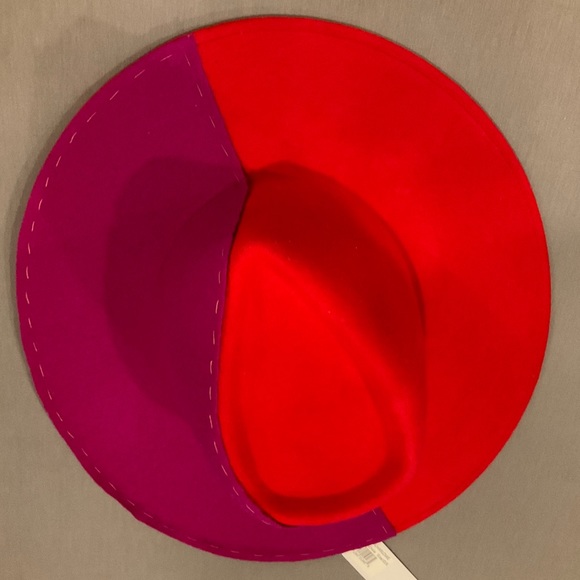 🆕EUGENIA KIM RED & FUCHSIA PINK PURPLE HARLOWE WIDE BRIM FEDORA GEOMETRIC CROWN - Picture 10 of 16